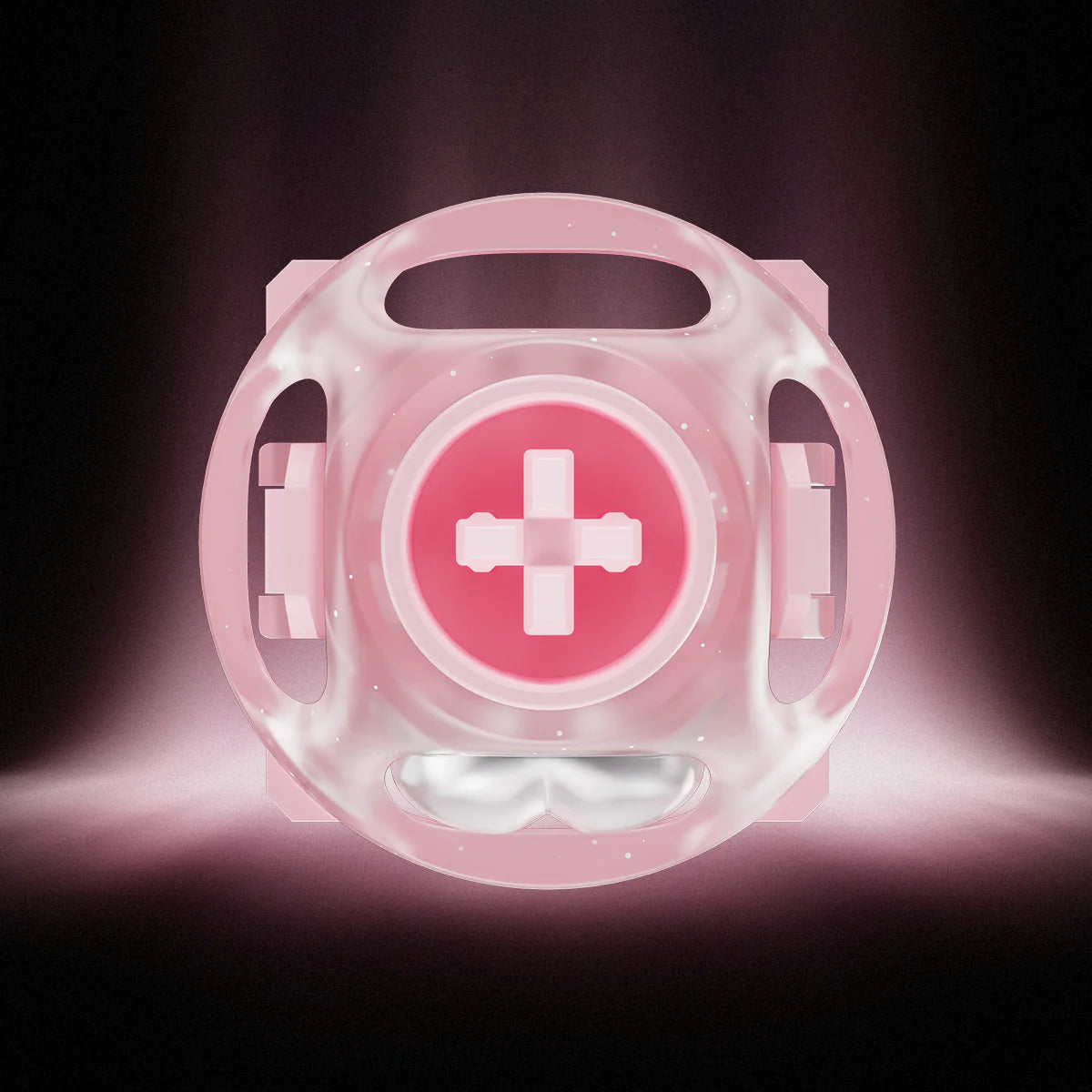 GravaStar UFO Buttiful Magnetic Switch Pink studio top-down skeletal architecture view featuring 360-degree circular dual-rail mecha frame, Hall Effect contactless magnetic technology, and RT 0.005mm precision Rapid Trigger performance, perfect paired with Mercury V60 Crystal Rose keyboard and Mercury M1 Pro Sakura Pink gaming mouse.