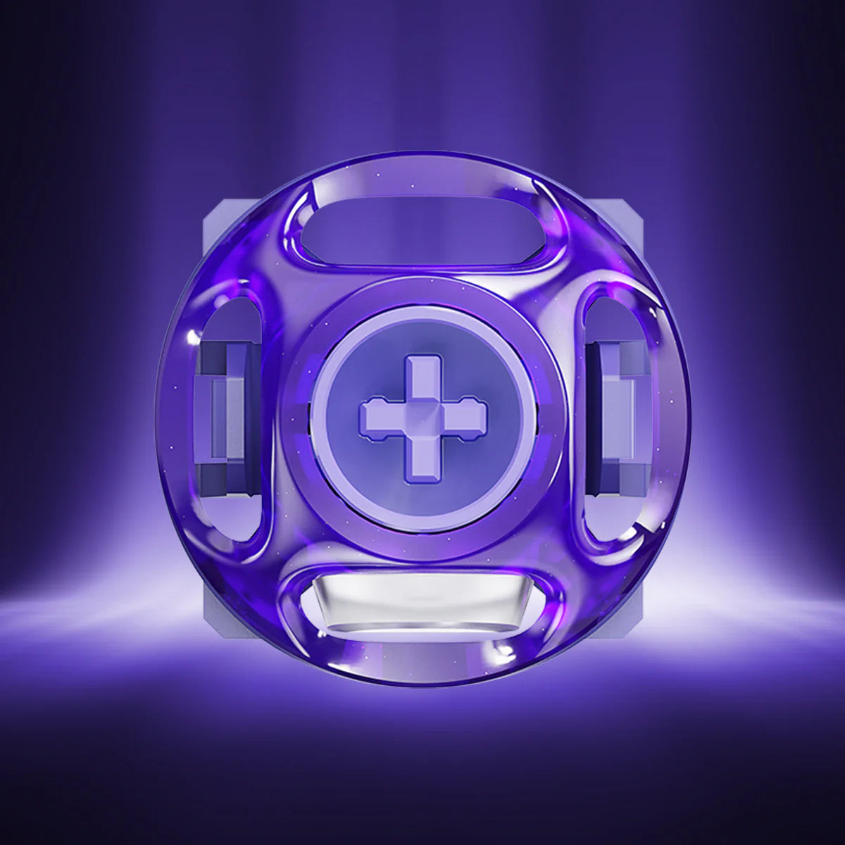 GravaStar UFO Magnetic Switch Purple studio top-down skeletal architecture view featuring 360-degree circular dual-rail mecha frame, Hall Effect contactless magnetic technology, and RT 0.005mm precision Rapid Trigger performance, perfect paired with Mercury V75 Pro Cyberpunk magnetic keyboard and Mercury X Pro 8KHz gaming mouse.