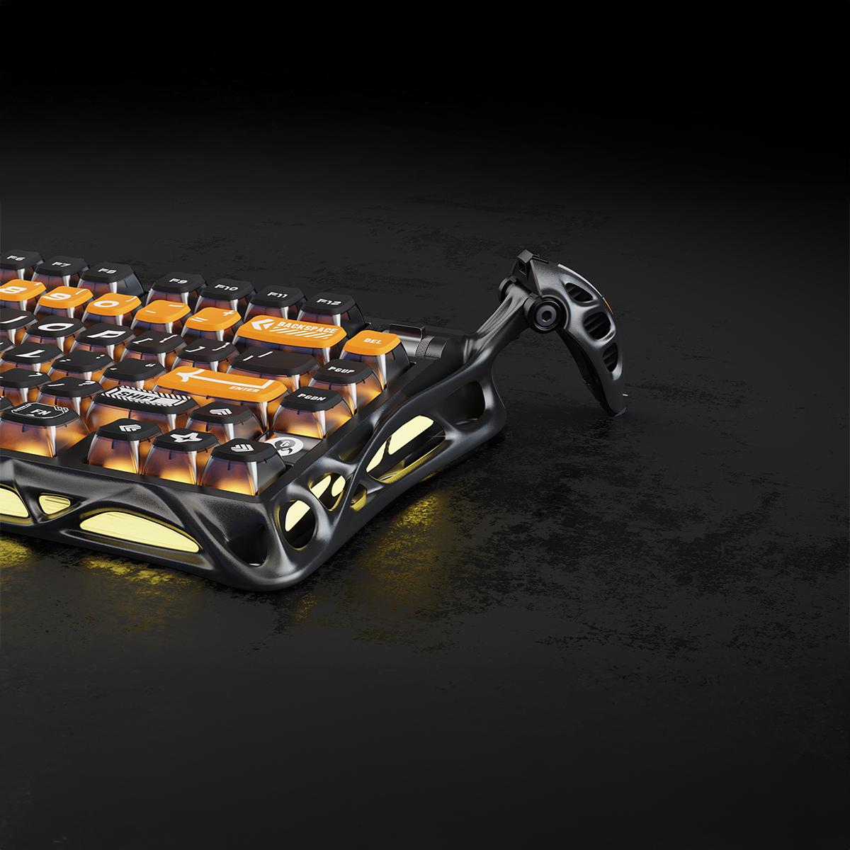 GravaStar Mercury K1 Pro CyberFlare Edition wireless mechanical keyboard featuring nano-textured aluminum alloy skeletal frame, Kailh Speedy Mint linear switches, Pudding PBT keycaps, gasket-mounted dampening structure, and customizable dual RGB backlighting.