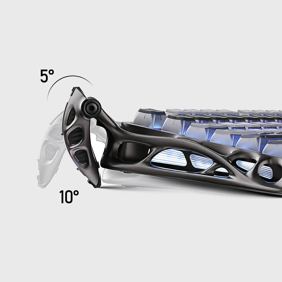 GravaStar Mercury K1 Pro Special Edition Cyberpunk – Adjustable aluminum alloy kickstand demonstration with 5-degree and 10-degree tilt angles, 75% wireless mechanical gaming keyboard with Kailh Speedy Mint switches and Gasket mount.