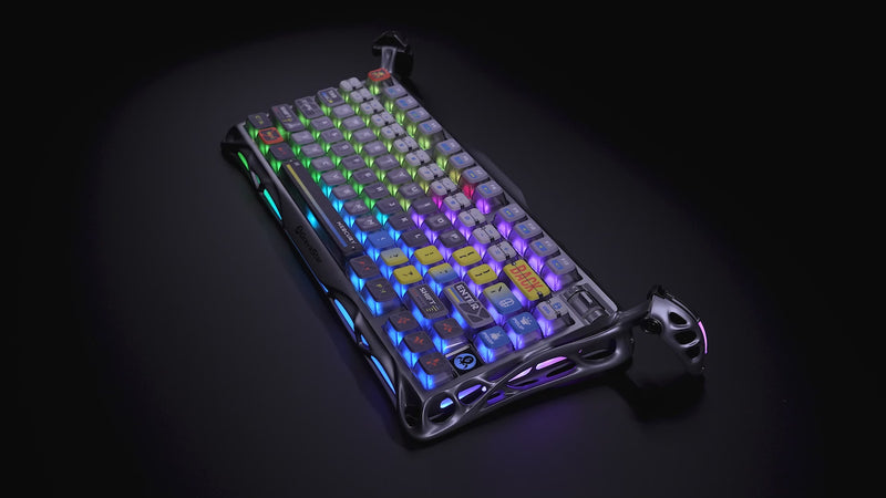 GravaStar Mercury K1 Pro Interstellar Silver Edition wireless mechanical keyboard featuring nano-textured aluminum alloy skeletal frame, Kailh Speedy Mint linear switches, Pudding PBT keycaps, dual independent RGB backlighting systems, and gasket-mounted 75% layout design.