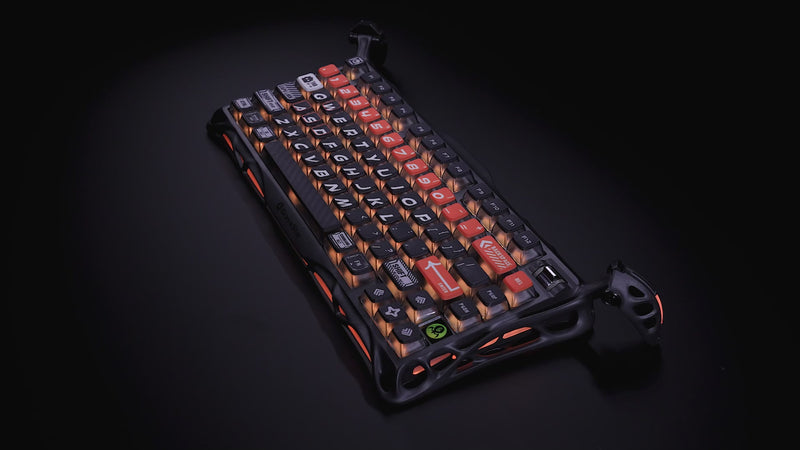 GravaStar Mercury K1 Pro CyberFlare Edition wireless mechanical keyboard featuring nano-textured aluminum alloy skeletal frame, Kailh Speedy Mint linear switches, Pudding PBT keycaps, dual independent RGB backlighting systems, and gasket-mounted 75% layout design.